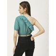thumbnail image 2 of Moomaya Womens Printed Crop Top, One Shoulder Cotton Casual Summer Top, 2 of 8