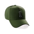 thumbnail image 1 of Classic 3D Raised Initial Letters A to Z Structured Baseball Hat Cap Adjustable, Olive Hat White Black Letter I, 1 of 4