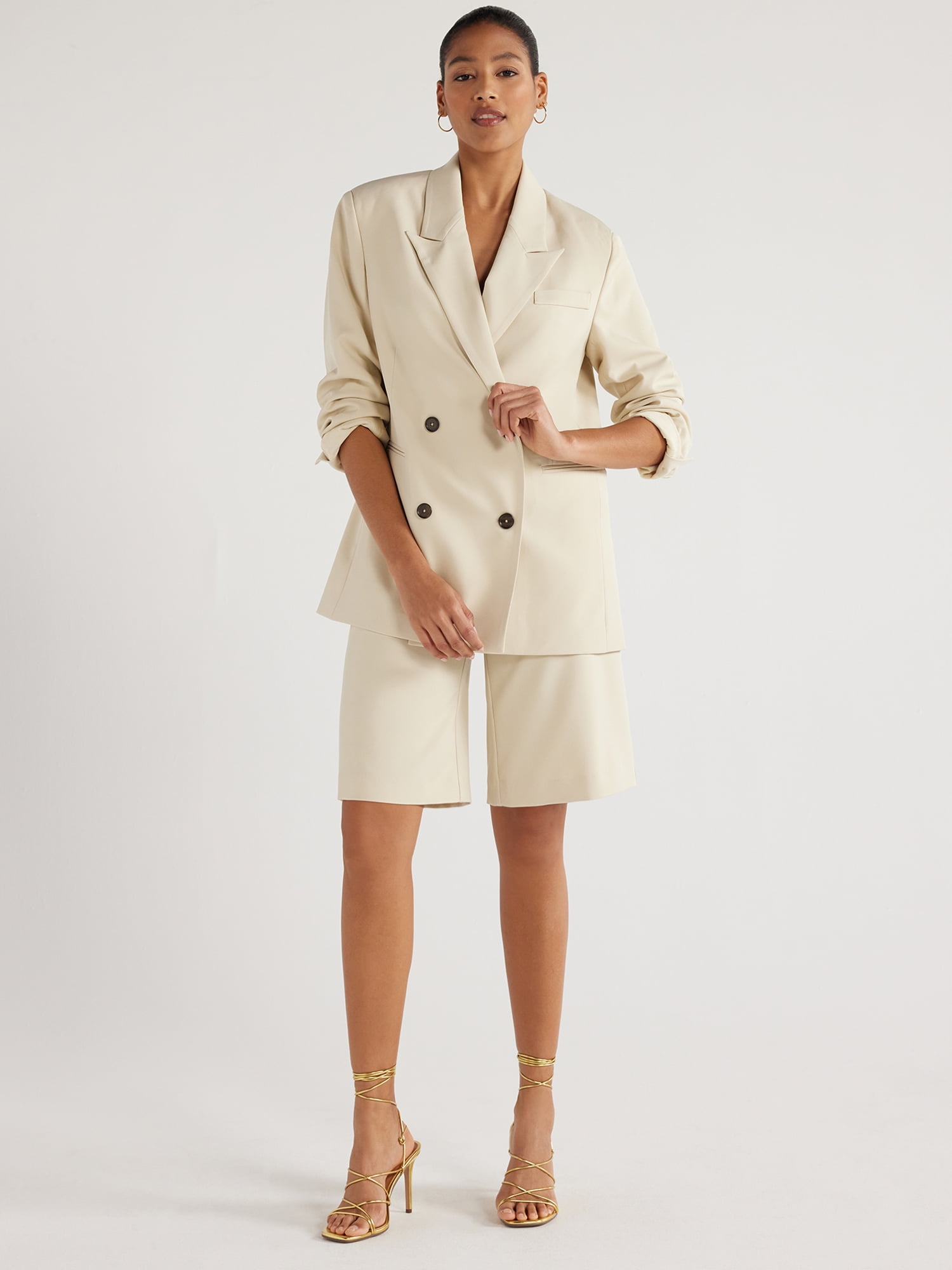 【soerte】Oversized double-breasted jacket ZARA WOMAN NEW DOUBLE-BREASTED OVERSIZED BLAZER JACKET ECRU
