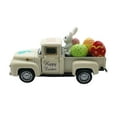 thumbnail image 2 of Easter Truck Decor with Bunny & Colorful Eggs – Metal Vintage Mini Pickup Truck Ornament, Happy Easter Decor, Cute Spring Holiday Accent for Home, Shelf, Table, Tiered Tray & Easter Displays (Beige), 2 of 12