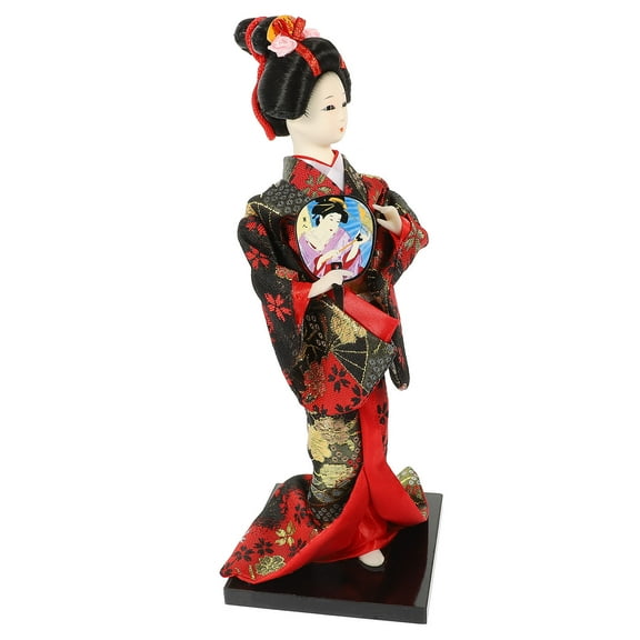 MLINS Japanese Geisha Doll for Home Decor Made of Plastic in Black Color Perfect for Desktop Ornament 6.5 inches