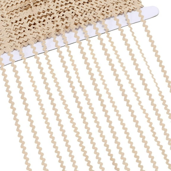 40M Polyester Wavy Fringe Trim Ribbon Wave Bending Ribbon Blanched Almond 1/8 inch(3mm)
