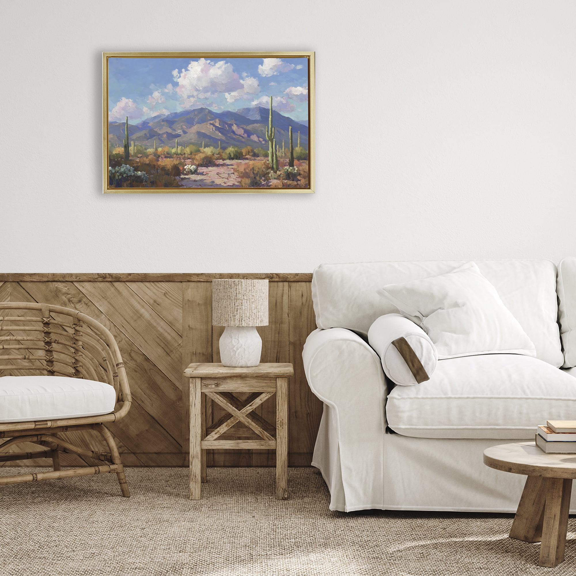 Stupell Industries Desert Mountains at Sunset Glow Gold Framed Floater Canvas Wall Art, design by Gina Kelly