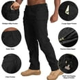 thumbnail image 4 of liyiyiyia Black Work Pants Men Ripstop Cargo Pants Water Resistant Hiking Pants Outdoor Trousers with Multi Pockets (Not Belt), 4 of 9