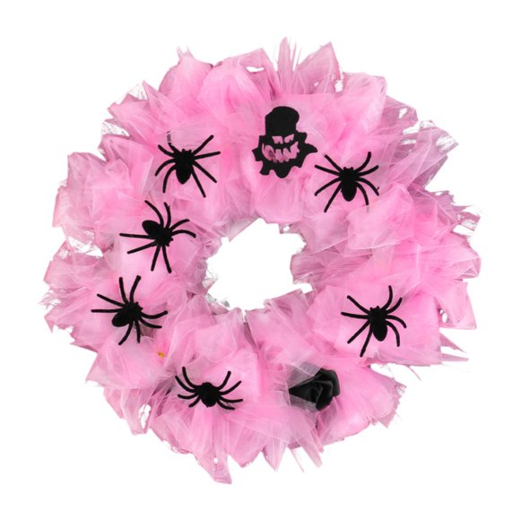 Corona de Halloween, guirnalda colgante festiva, decoración otoñal, adorno para puerta de entrada con diseño de araña juguetón, adecuada para paredes.