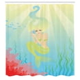 thumbnail image 3 of Ambesonne Ocean Shower Curtain, Unusual Mermaid Shell, 69"Wx75"L, Coral Blue, 3 of 5