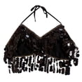 thumbnail image 3 of Blusa informal de poliéster con lentejuelas y borlas para danza del vientre, para mujer, estilo indio, para glúteos, 3 of 8