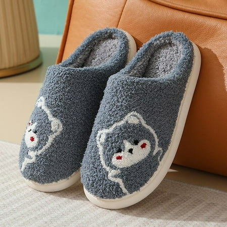 

PIKADINGNIS Women Slippers Kitten Pattern Winter New Platform Fur Home Comfortable Plush Warm Cotton Slippers Indoor Women Shoes Slippers