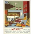 thumbnail image 2 of WPA 26x32 Black Ornate Wood Framed with Double Matting Museum Art Print Titled - This is the market where the storekeeper buys the food, 2 of 4
