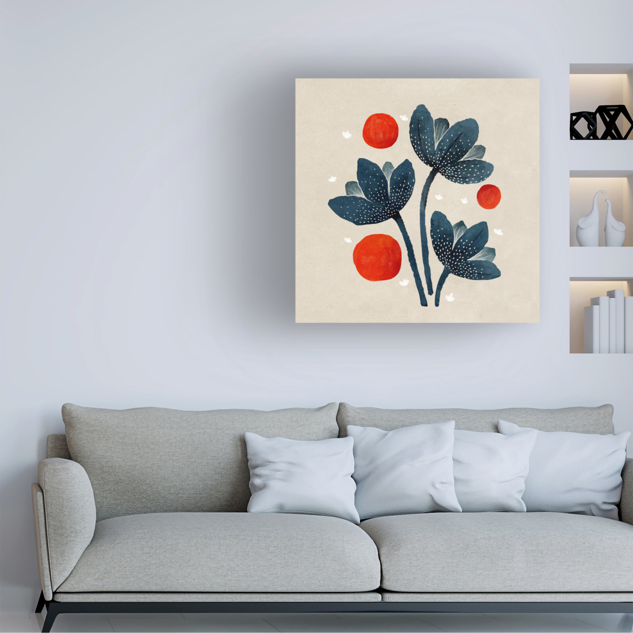 Trademark Fine Art Katie O'Shea  Blue Flowers I Canvas Wall Art