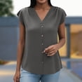 thumbnail image 2 of Inleife Womens Casual Tops Women's 1/4 Sleeve Summer Wrinkle Crew Neck Short Color Feifei Sleeve Short Sleeve T-Shirt Petite Top Gray XL, 2 of 6