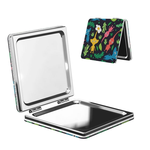 Zufioo Pikmin for Portable Pocket Makeup Mirror, Foldable Handheld Magnifying Beauty Mirror Suitable for Wallet Handbag for Women-Square