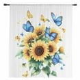 thumbnail image 2 of Sunflower Butterfly Semi Sheer Curtains Drapes for Living Room, Bedroom, French Doors Window 96 Inches Long, Yellow Blue Spring Pastoral Plant Rod Pocket Chiffon Curtain Drapery Voile Drape Panel, 2 of 6