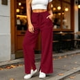 thumbnail image 3 of MLCDZ Womens Pants Corduroy Wide Leg Drawstring Elastic Waisted Side Slit Trousers with Pockets Casual Lightweight Workout Golf Gym Pants, 3 of 8