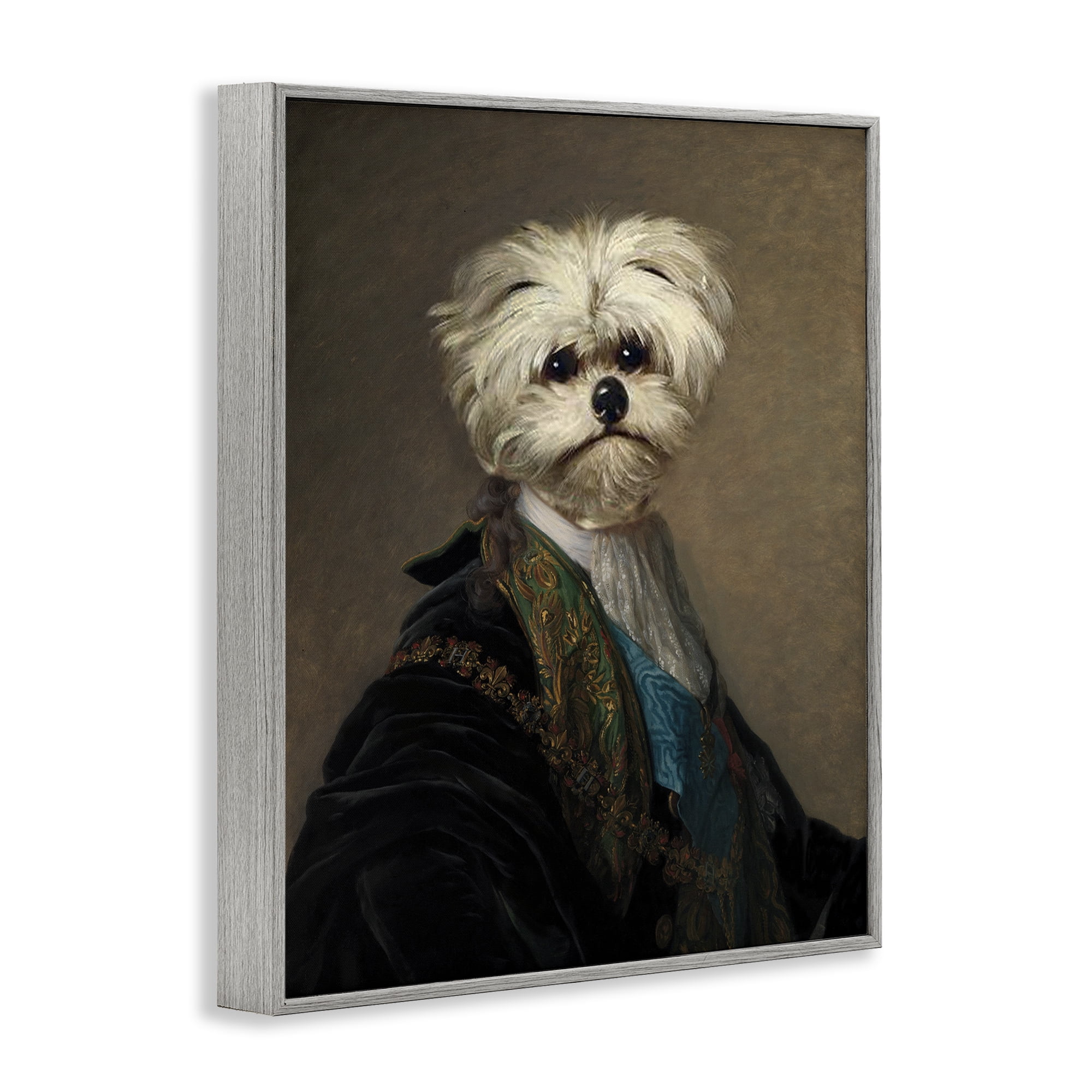 Stupell Industries Regal Bichon Frise Portrait Animals & Insects Painting Gray Framed Art Print Wall Art, 11 x 14