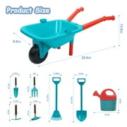 JoyStone Kids Gardening Tool Set with Wheelbarrow, Watering Can, Gloves, Shovel, Rake, Apron, Durable Plastic, Ages 3-6
