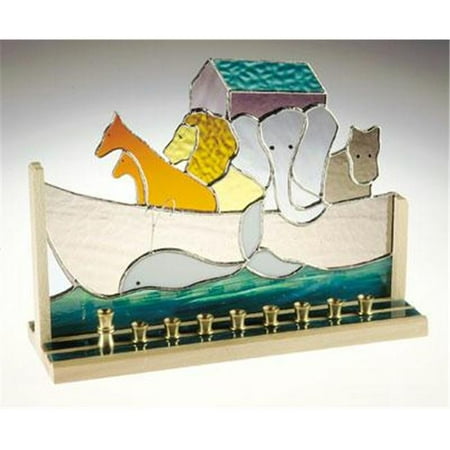 Judaica SF-GHM-9848 Noah Ark Glass Menorahs