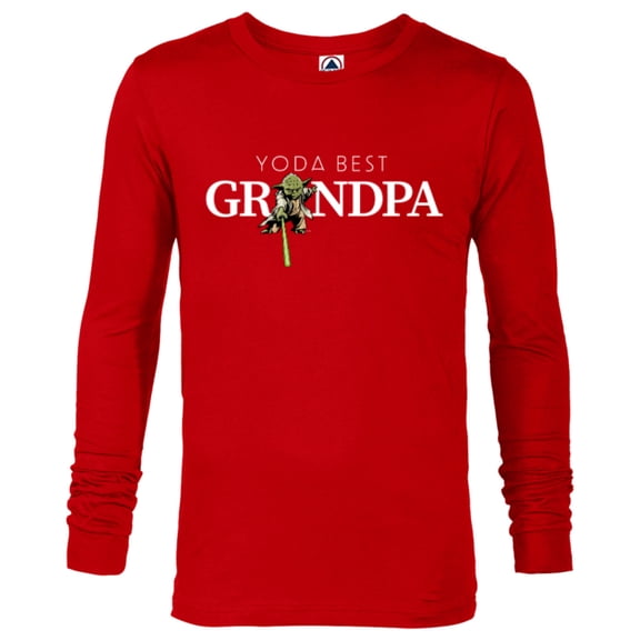 Star Wars Yoda Lightsaber Best Grandpa Birthday Father's Day - Long Sleeve T-Shirt for Men - Customized-New Red