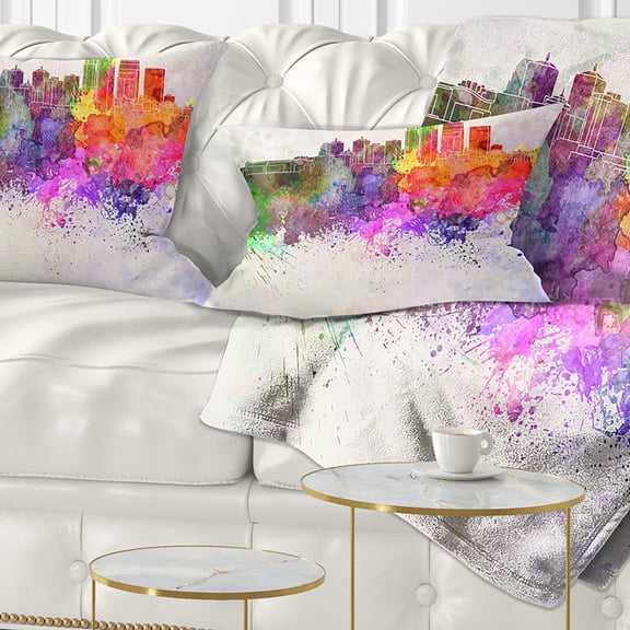 Designart Louisville Skyline - Cityscape Throw Pillow - 12x20