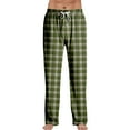thumbnail image 2 of Zimjoy Green Pajama Pants Men Lightweight Elastic Waist Comfy Flannel Pajama Bottoms Soft Loose Warm Plaid Pajama Pant Drawstring Casual Sleep Bottom with Pockets, Army Green L, 2 of 5