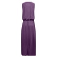 thumbnail image 4 of ZVNAΖH Women's Summer Casual Crew Neck Sleeveless Dresses Side Split Pleated Long Dress Sundress Beach Dress, 4 of 5