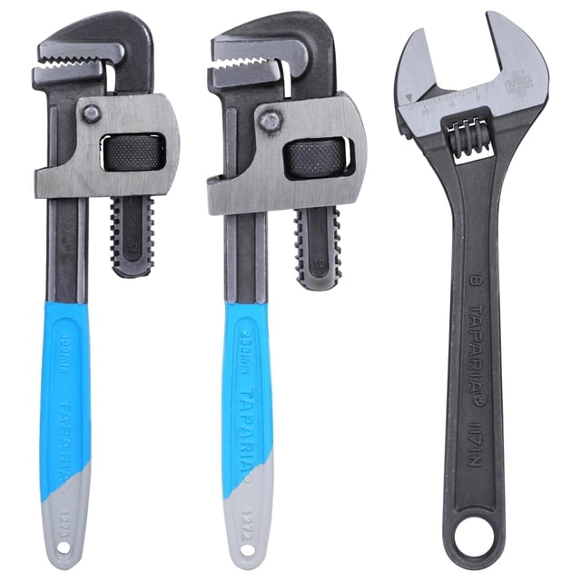 1274 Steel - 350mm, Stillson Type Pipe Wrench - Blue & Black | Easy To Maintain, Combination Cutting Piler, Comfortable Grips, Easy To Use | Open Ended Wrench Set