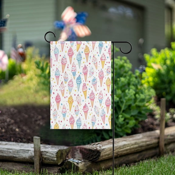 Yayeee Garden Flag 12"x18" Double Sided Outdoor Yard Lawn Holiday Decorations, Colorful Ice Cream Pattern