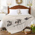thumbnail image 3 of Throw Blanket Fleece Throw Blanket 50x60in, Easter Plaid Rabbit on Blue Soft Lightweight Bed Blankets Welcome Quote Retro Lines Fuzzy Couch Blankets for All Season, 3 of 9