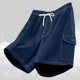 thumbnail image 4 of Ceisia Men's Casual Shorts Elastic Waist Drawstring Cargo With Multi Pockets Holiday Dark Blue S Gift, 4 of 5