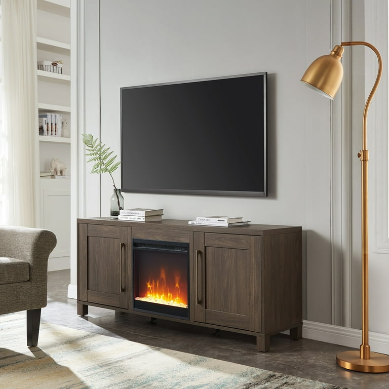 Fireplace tv 2024 stand with crystals