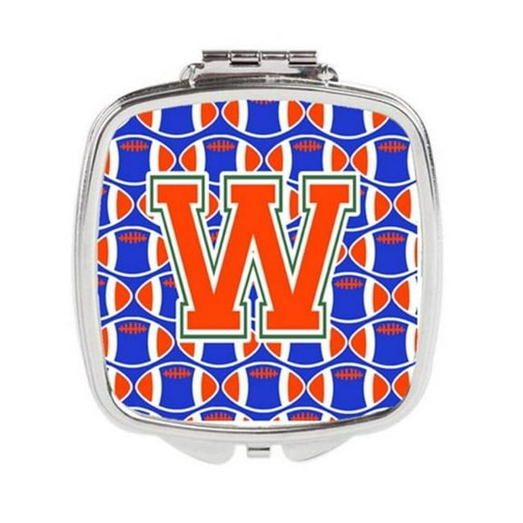 Carolines Treasures Letter W Football Green - Blue & Orange Compact Mirror