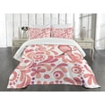 thumbnail image 3 of Ambesonne Watercolor Quilted Bedspread Set 3 Pcs, Bird on Branch, King Size, Coral Dried Rose White, 3 of 5