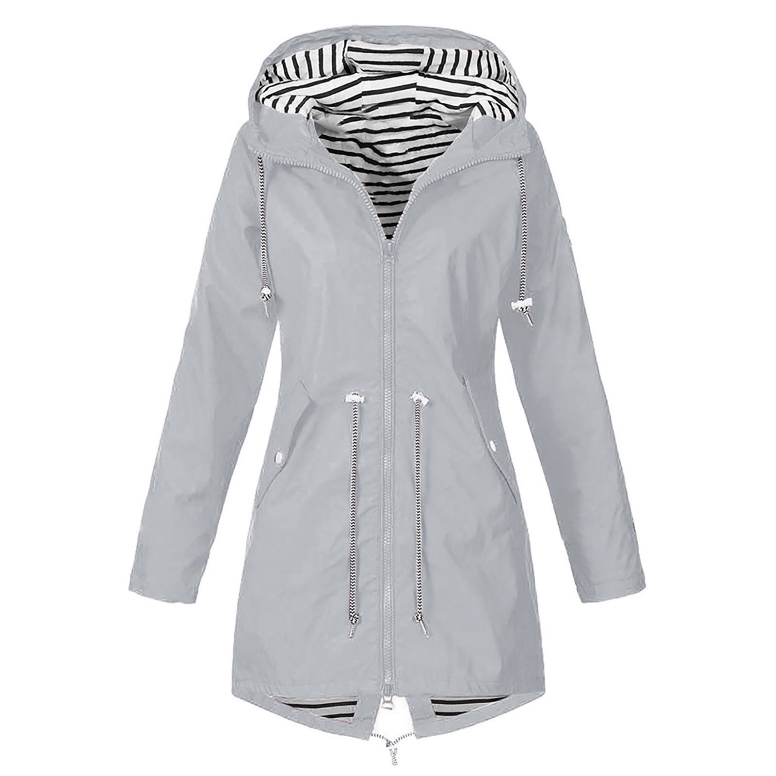 PVCS Plus Size Raincoat Women Waterproof Long Hooded Trench Coats Lined