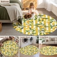 thumbnail image 5 of Round Rugs 4Ft, Lemon Leaves Round Area Rug Washable Indoor Throw Carpet, Yellow Vertical Stripes Spring Flowers Soft Non Slip Circle Rug for Kitchen Nursery Room Home Decor Aesthetic, 5 of 8