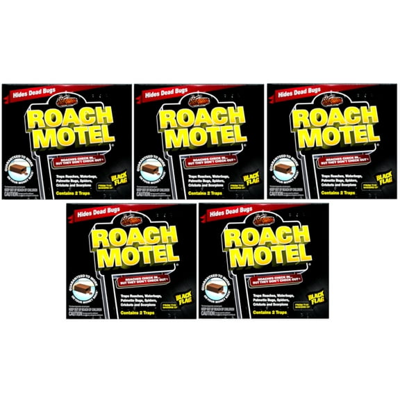5 Pack Black Flag Roach Motel Cockroach Killer Bait Covered Glue Traps 2 Ct Each
