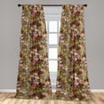 thumbnail image 2 of Vintage Window Curtains, Grunge Weathered Floral Ornament of Roses and Lilies Wild Leaves, Lightweight Decor 2-Panel Set with Rod Pocket, Pair of - 28"x63", Caramel Coral and Mustard, by Ambesonne, 2 of 3