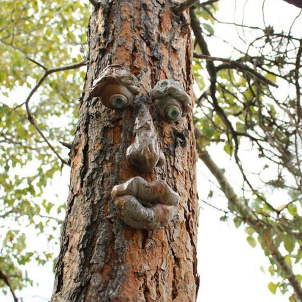 Bark Face Abstract Face Tree Ornament Outdoor Garden Resin Prop Plant Marker