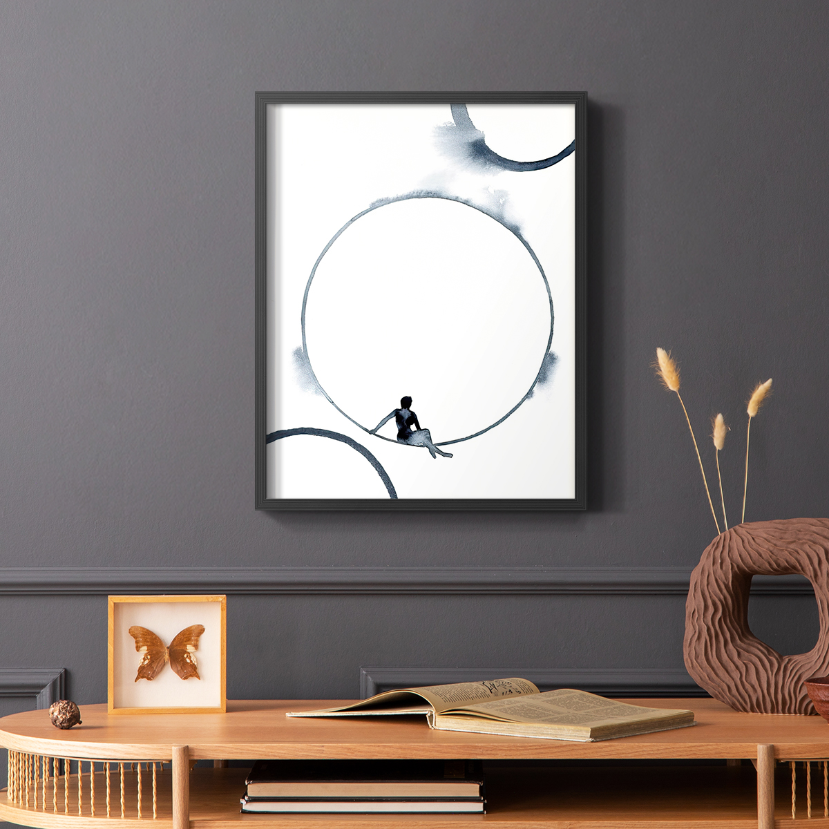 Woman in the Moon II Framed Print - Solid Wood in Single Picture Frame Solid Wood 2 Framed Print