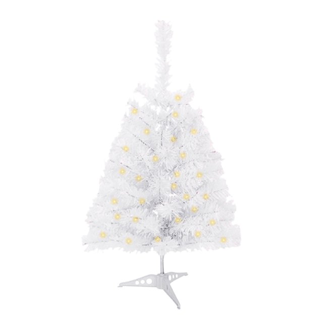 White M White Pre-Lit Flocked Pvc Christmas Tree, 60Cm Led Artificial Xmas Tree For Home Decor, With Stand Included