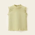thumbnail image 4 of Huowey Girls Toddler Ribbed Knit Tank Top Shirts Solid Color Ruffles Trim Sleeveless Top Neck Lightweight Summer Vest Basic Tee Tops Blouses Stylish Soft Shirts,Light Green,2-3 Years, 4 of 5