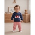 thumbnail image 5 of BemeyourBBs 2Pcs Toddler Baby Boy Farm Animal Outfit Spring Fall Clothes Long Sleeve Crew Neck Embroidery Sweatshirt with Plaid Pants Set, 5 of 9