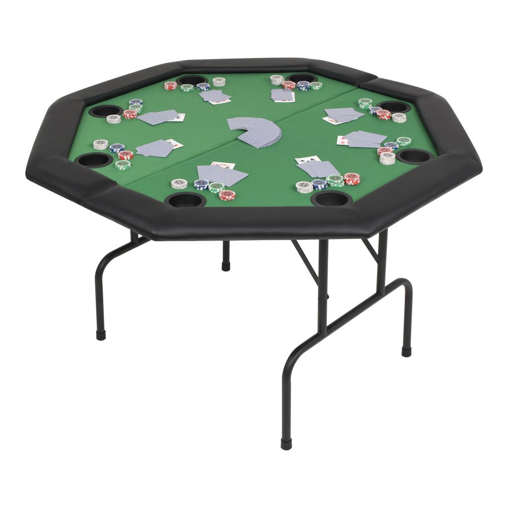 Vida XL 9-Player Folding Poker Table 3-Fold Oval Green
