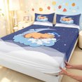 thumbnail image 3 of Manfei Dreamy Capybara Fitted Sheet Queen, Galaxy Stars Cloud Bedding, Royal Blue, 3-Piece, 1 Fitted Sheet and 2 Pillowcases, 3 of 6