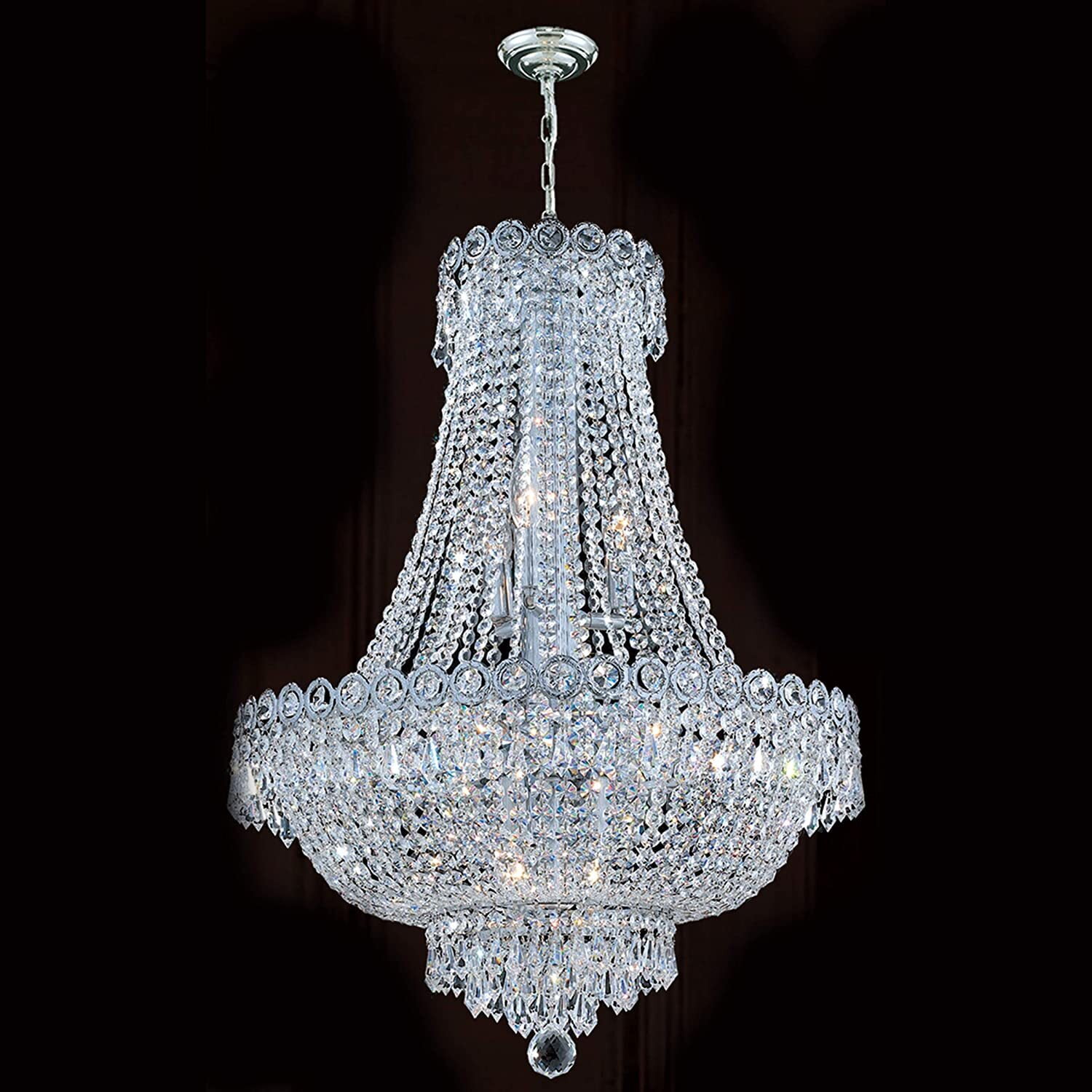 French Empire Crystal Chandelier Lighting Modern Pendant Lamp Hanging Fixtures for Hotel, Banquet Hall, Living Room, Dining Room