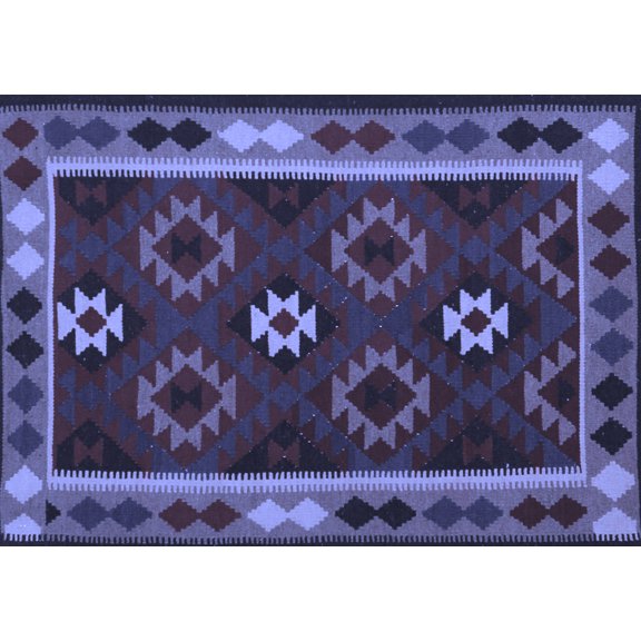 Ahgly Company Indoor Rectangle Oriental Blue Traditional Area Rugs, 3' x 5'