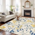 thumbnail image 2 of Rectangle Rug 8x10Ft Country Farm Watercolor Flowers Soft Indoor Throw Rugs Carpets for Living Dining Bedroom Kids Room Non-Slip Playroom Crawl Rug Floor Mats Retro Yellow Blue Floral, 2 of 9