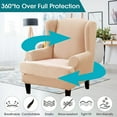 thumbnail image 6 of CJC Velvet Wingback Chair Sofa Slipcover 2 Pieces Plush Wing Chair Covers Arm Chair Cover Furniture Protector, 10 Colors, 6 of 9