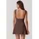 thumbnail image 2 of Vestido de tenis QINSEN con cuello de barco y pantalones cortos para mujer, color castaño M, 2 of 6