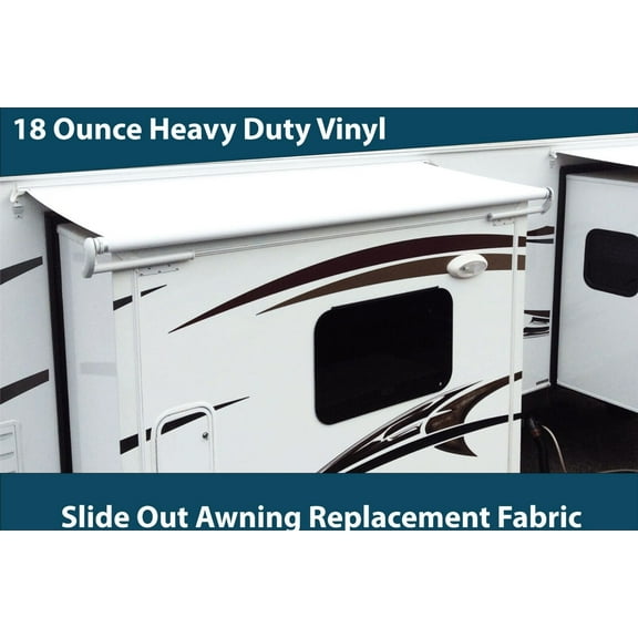 RV Slide Out Awning Replacement Fabric White- 5 Year Warranty Choose Size