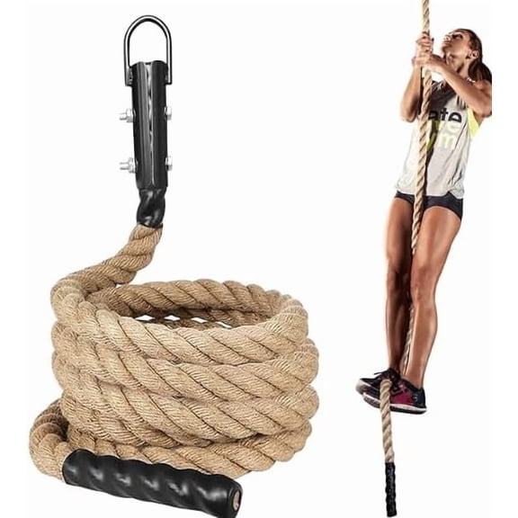 Gym Climbing Rope for Strength Training & Fitness Workout - 10ft Exercise Rope for Climbing Training Home Gym